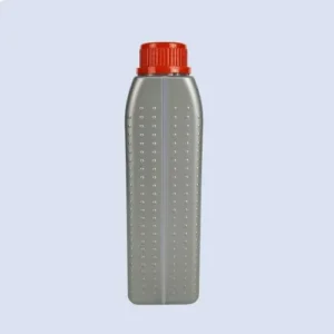 gray lubricant bottle side view Side view of 1 liter gray HDPE engine oil bottle with textured measurement line area