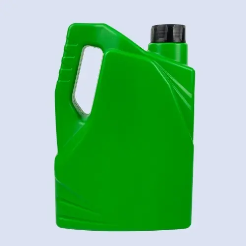 Green 2.5 liter HDPE engine oil bottle with single handle for lubricant and automotive fluid packaging.