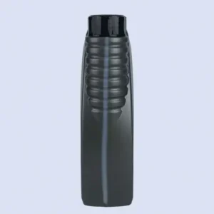 grey 1.5 liter motor oil bottle side profile Side profile of grey 1.5 liter HDPE motor oil bottle designed for automotive lubricant packaging.