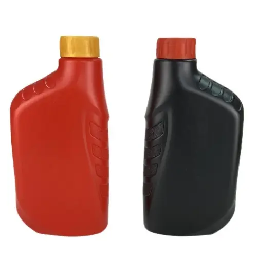 Red and black 1 liter HDPE lubricant oil bottles for engine oil packaging