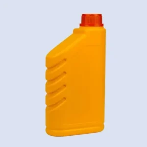 lubricant-jerry-can-with-grip-grooves-angle-view Angled view of 1000ml lubricant jerry can featuring molded side grip grooves for easier handling.