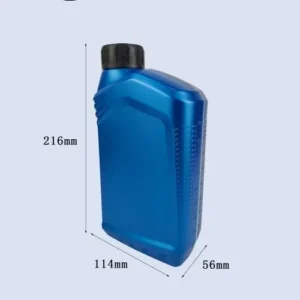 motorcycle-lubricant-bottle-dimensions Dimension specification of 1 liter motorcycle lubricant bottle measuring 216mm height, 114mm width and 56mm depth