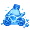 Blue motorcycle style lubricant bottle shape icon with glowing outline for packaging design and branding use
