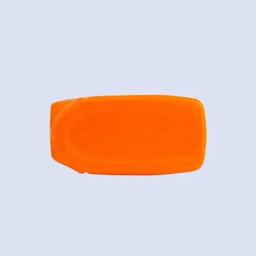 Bottom view of orange 1.5 liter HDPE oil bottle designed for automotive lubricant storage.