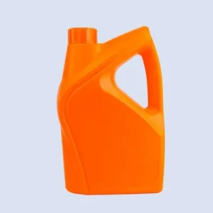 Orange 1.5 liter PE motor oil bottle with integrated handle for lubricant and automotive oil packaging.