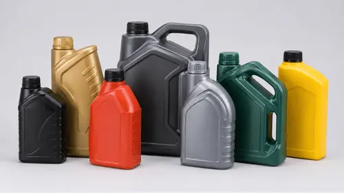 HDPE plastic gasoline bottles and engine oil containers designed for fuel, lubricant, chemical, and automotive packaging applications.