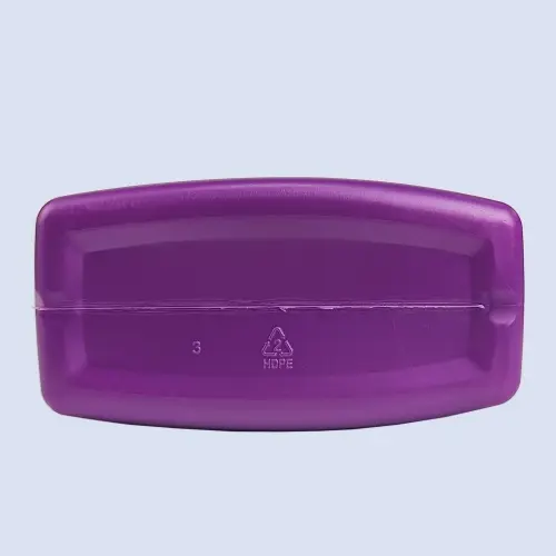 Bottom view of 1 liter HDPE engine oil bottle showing rectangular base structure