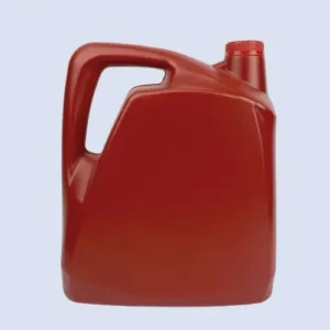 Front view of a red 6 liter HDPE automotive lubricant bottle designed for engine oil packaging.