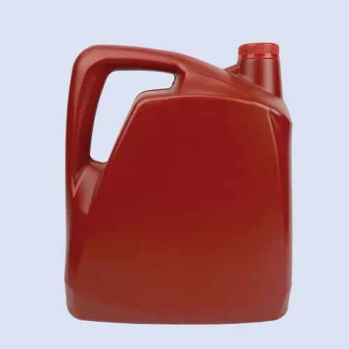 Front view of a red 6 liter HDPE automotive lubricant bottle designed for engine oil packaging.