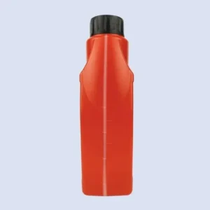 red-lubricant-bottle-side-profile Side profile of red motor oil packaging bottle showing measurement markings and ergonomic contours