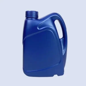 Royal blue 1.5 liter HDPE lubricant container with rear handle for engine oil packaging.