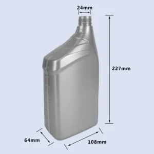 Dimensions of 1 liter HDPE oil measuring jug bottle with 227mm height and 108mm width