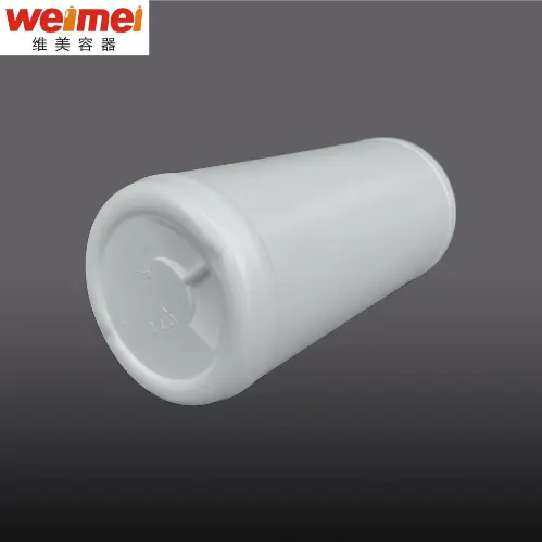Bottom view of white HDPE lubricant bottle for antifreeze and engine oil packaging.