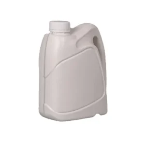 White 2 liter HDPE lubricant jerry can bottle designed for engine oil and automotive fluid packaging.