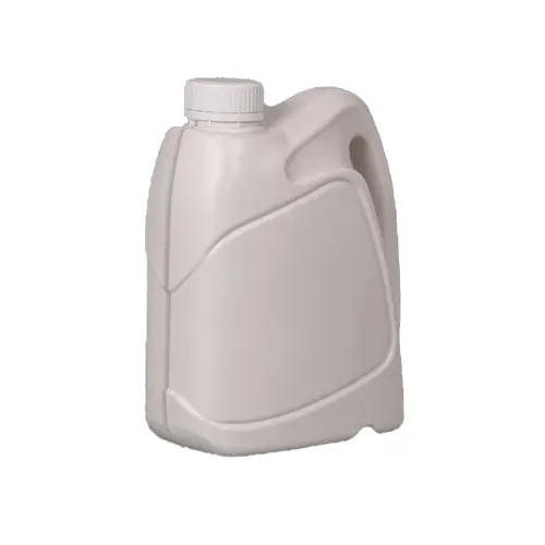 White 2 liter HDPE lubricant jerry can bottle designed for engine oil and automotive fluid packaging.