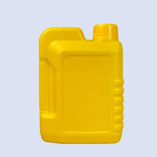 ront view of yellow HDPE engine oil jerry can bottle for lubricant pa