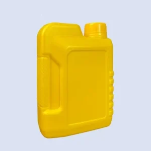 Angled view of 1 liter yellow HDPE lubricant jerry can bottle