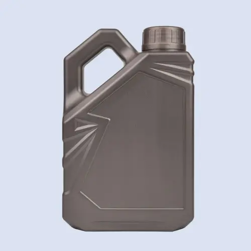 Front view of a 4 liter bronze HDPE plastic container designed for engine oil, gasoline additives, and automotive lubricant packaging.