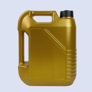 Front-facing 4 liter gold HDPE plastic bottle designed for motor oil, engine oil, and automotive lubricant packaging.