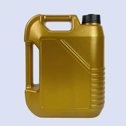 Front-facing 4 liter gold HDPE plastic bottle designed for motor oil, engine oil, and automotive lubricant packaging.