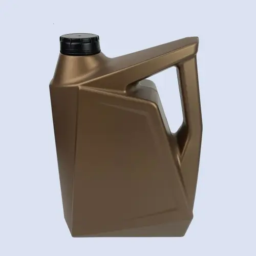 Brown 4 liter HDPE gasoline can for motorcycle engine oil and lubricant packaging.