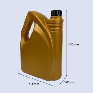 gold 4 liter motor oil bottle dimensions Gold 4 liter HDPE motor oil bottle with ergonomic handle and product dimensions.
