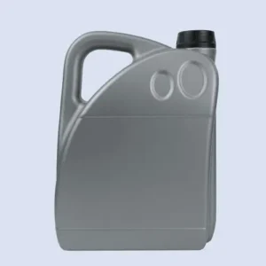 Front view of a gray 4 liter HDPE automotive oil bottle designed for engine oil packaging.