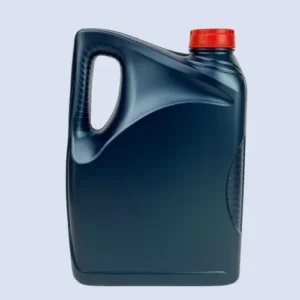Front view of a dark blue 4 liter HDPE engine oil bottle for automotive lubricant packaging.