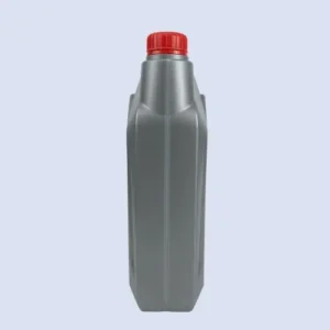 vertical grey 4l oil container profile Side profile of a grey 4 liter HDPE engine oil container with threaded neck.